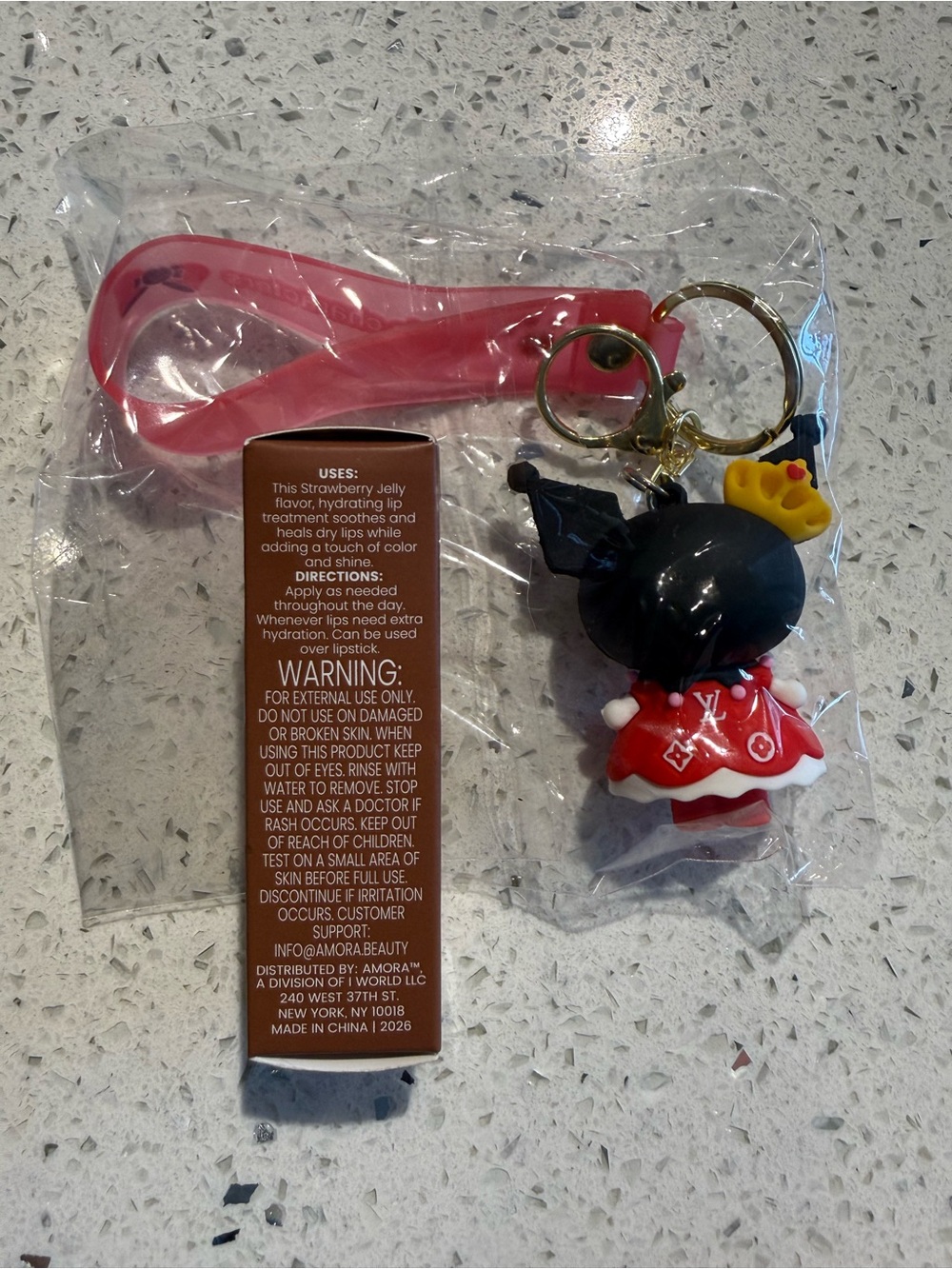 MINISO x Sanrio Kuromi Figurine Keychain & Lazy Days Iced Latte Lip Gloss Bundle - Picture 3 of 3